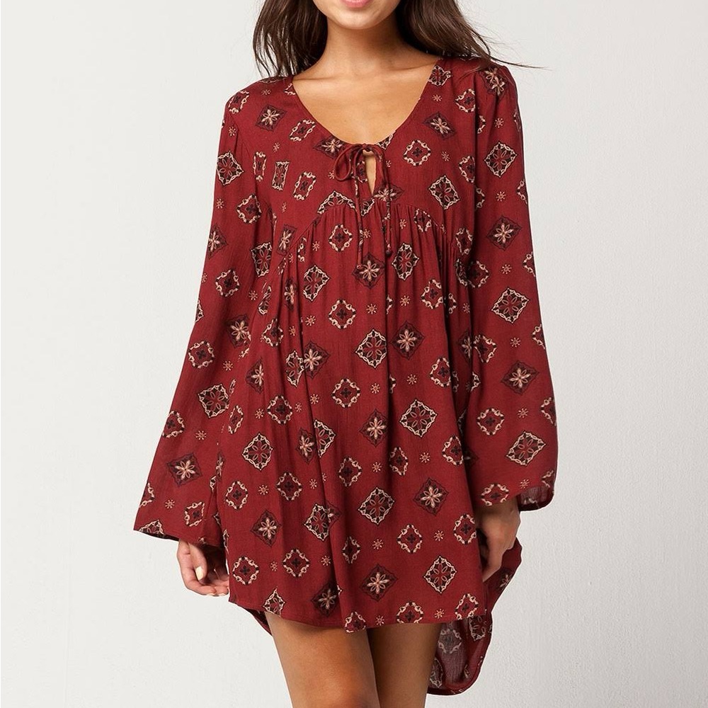 Amuse Society Long Sleeve Low Cut Mini Dress